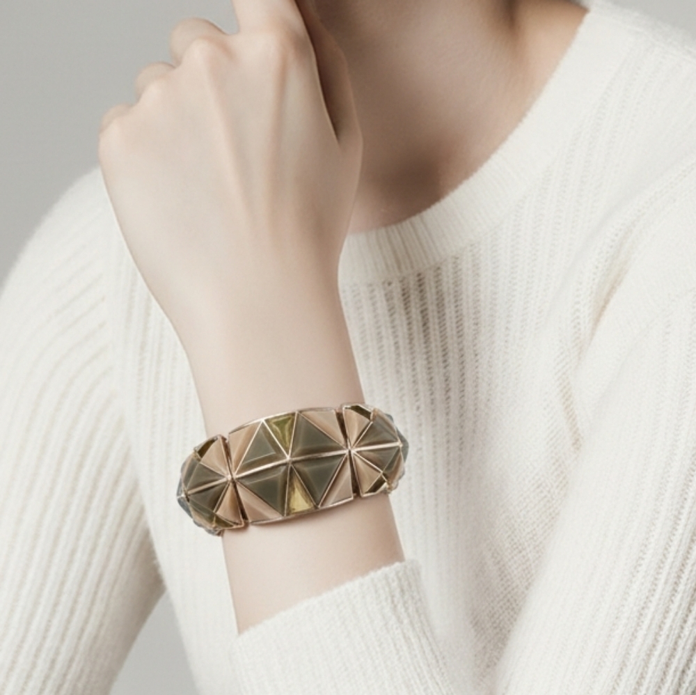 Art Deco Colorblock Statement Bracelet